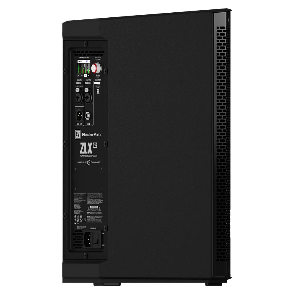 Electro-Voice Loudspeaker Powered Portable Zlx-G2 12&Quot; Lf 1.4&Quot; Hf 1000W Dsp Bluetooth Electro-voice zlx g2 powered loudspeaker in black with rear panel inputs and volume knob.