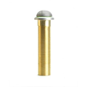 Brass threaded rod with a perforated metal dome cap resembling a microphone capsule.