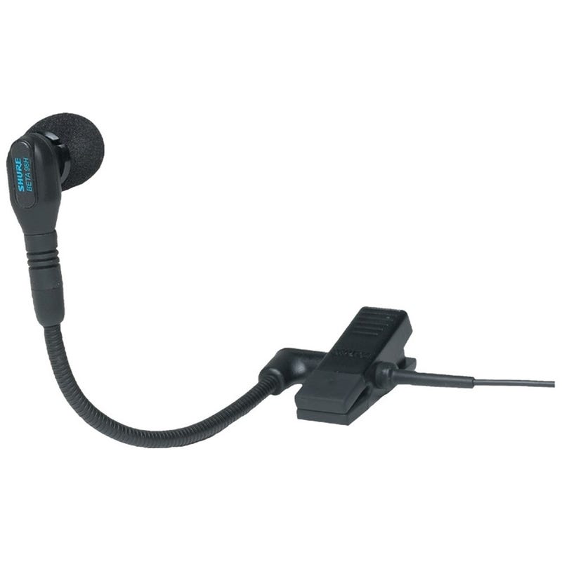 Jands Microphone Condenser Lo Z Clip-On Instrument Cardioid – 3.3M Cable With Rpm440 Attached Preamp Shure lavalier microphone with foam windscreen and clothing clip, connected to a flexible coiled cable.