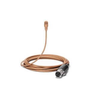 Beige lavalier microphone with long cable and round 5-pin DIN connector.