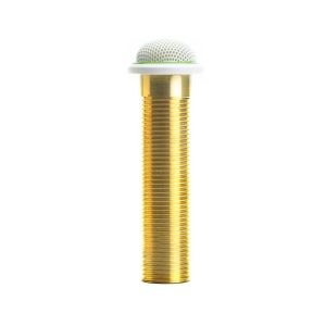 Brass threaded electret microphone capsule with perforated metal grille and white-green seal