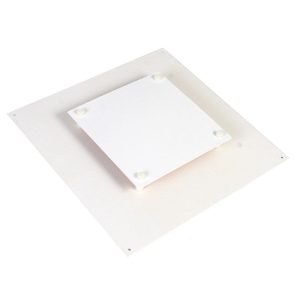 White square LED module on a larger square panel with four corner LEDs.