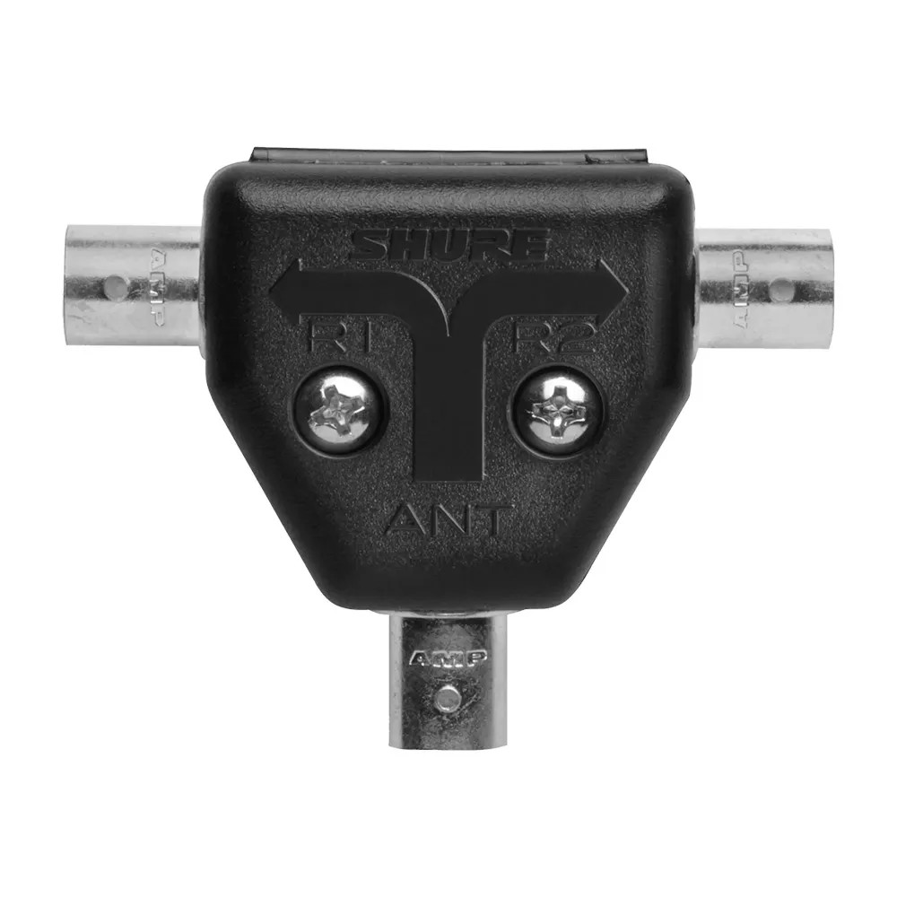 Jands Shure Ua221 Antenna Splitter/Combiner – 2 In / 1 Out Bnc With Cables &Amp; Mounting Hardware Shure ant antenna splitter with two side coaxial ports and a bottom connector