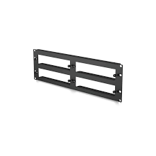 Black metal wall mount bracket with two horizontal rails and side mounting flanges.