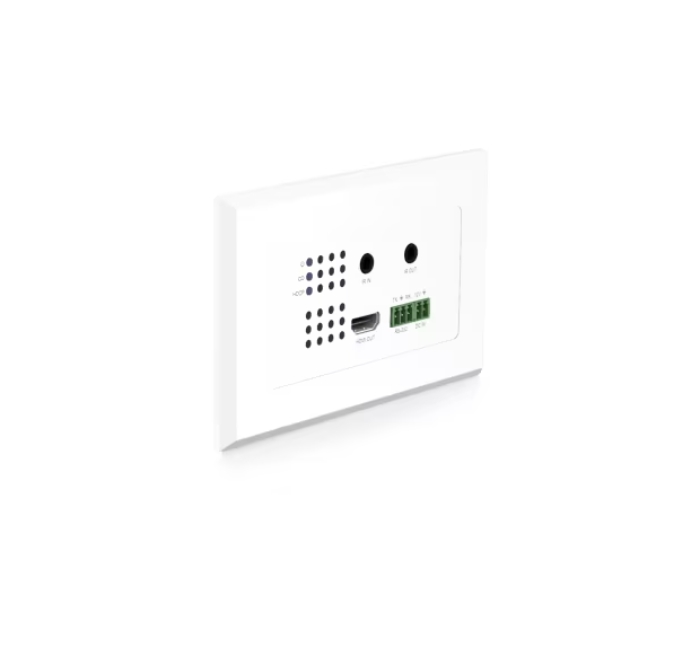 Blustream Hex11Wpw-Rx White wall-mounted security alarm panel with perforated speaker area and green terminal block