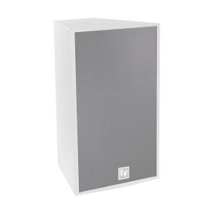 Electro-Voice PA speaker cabinet with white enclosure and grey grille.