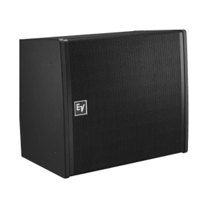 Electro-Voice loudspeaker cabinet with black perforated grille and EV logo.