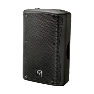 Electro-Voice portable PA speaker with black perforated grille and side handle.