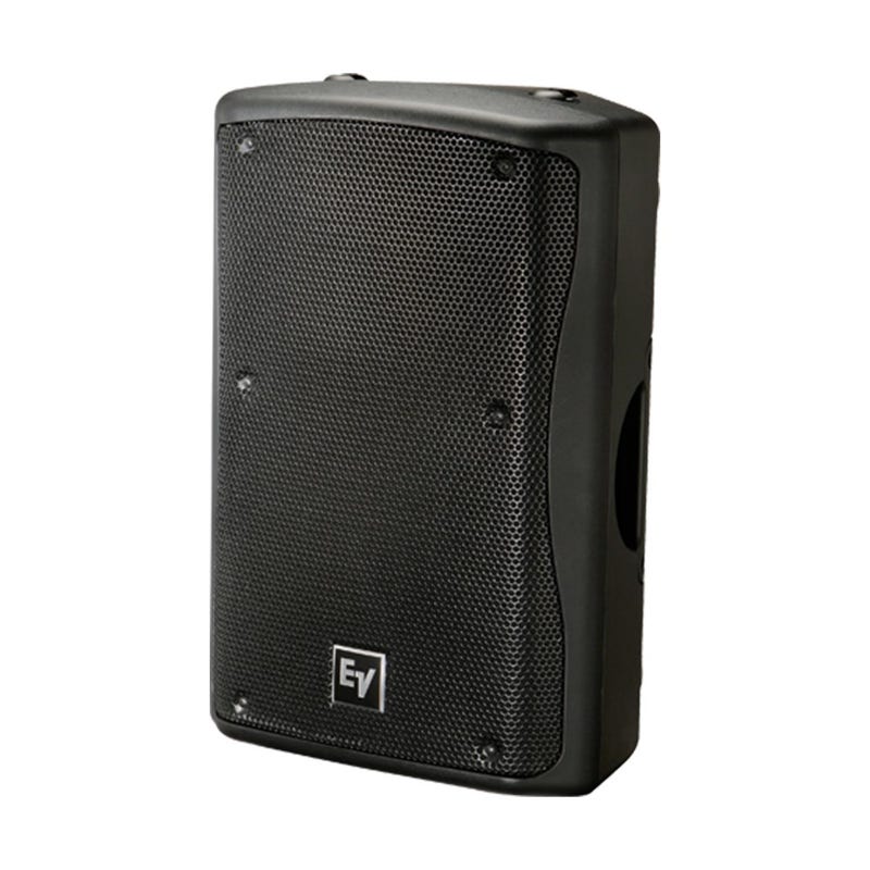 Electro-Voice Loudspeaker 2-Way 12&Quot; Lf 600W – 90° X 50°, Weatherized With Stand Mount, Black Electro-voice portable pa speaker with black perforated grille and side handle.