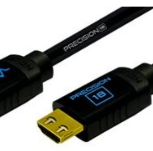 Precision HDMI cable with gold-plated connectors and blue indicator display on the black housing.