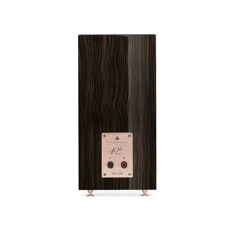 Triangle Comète Ez 40Th Anniversary Hi-Fi Bookshelf Speaker Triangle 40th anniversary speaker in dark wood veneer with copper rear panel and binding posts.