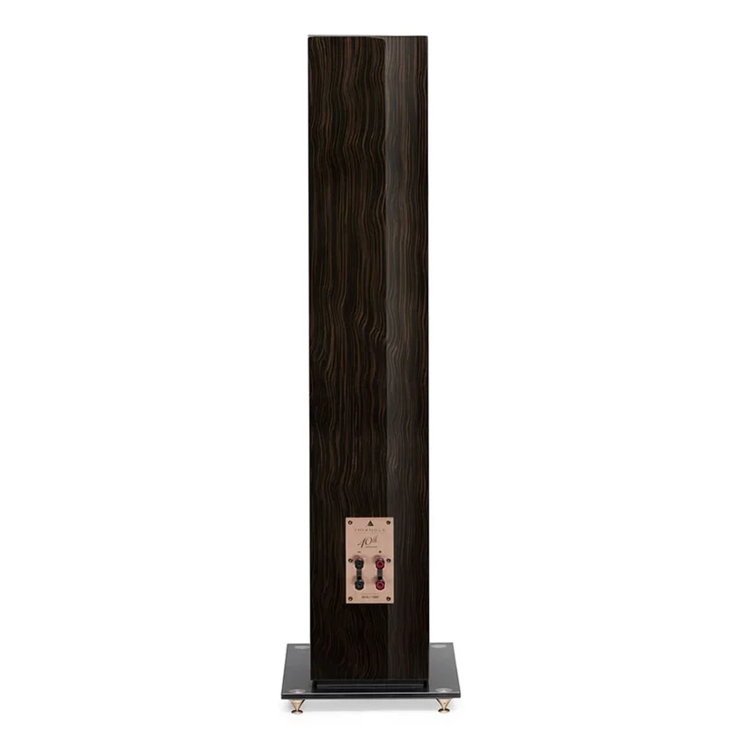 Triangle Antal Ez 40Th Anniversary Hi-Fi Floorstanding Speaker Tall black wood-finished floor-standing loudspeaker with rear panel binding posts and a metal base.