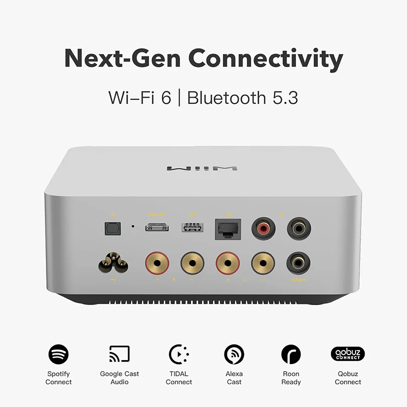 Wiim Amp Ultra Wireless Audio Streaming Amplifier Silver network audio streamer with usb ports, rca outputs, ethernet, and wi-fi 6 with bluetooth 5. 3.