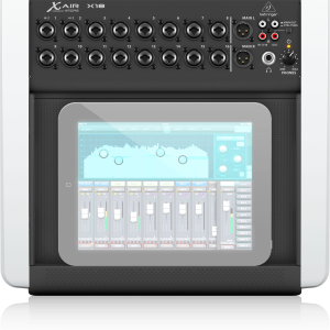 Behringer X-AIR XR18 digital mixer with 16 input channels and main L/R outputs.
