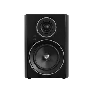 Black 2-way bookshelf speaker with dual drivers