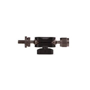 Black ball-head tripod mount with two knurled side adjustment knobs.