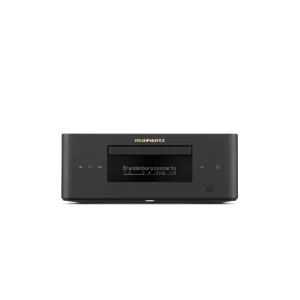 A black MARANTZ MCR 60n DAB is shown with its display screen reading “Brandenburg concerto” against a white background.