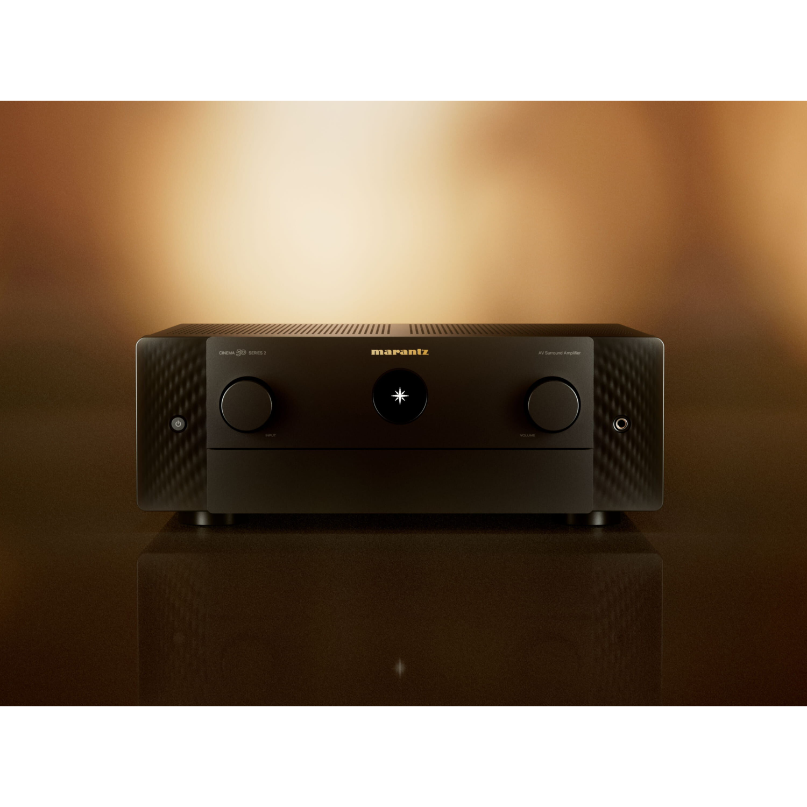Marantz Cinema 50 Series 2 Av Receiver Marantz integrated stereo amplifier with black front panel, two large knobs, and a central illuminated star indicator.