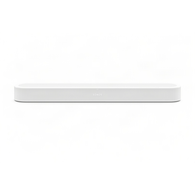 Sonos Beam Ultra Soundbar White sonos soundbar with a long slim rounded-corner design and perforated front grille