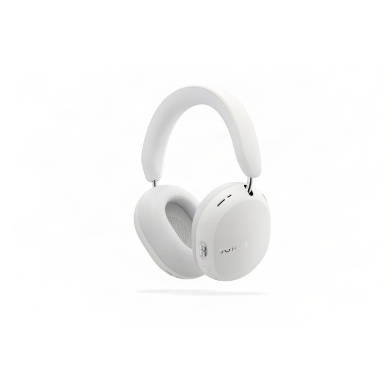 Sonos Ace Ultra Noise-Cancelling Headphone These are white sonos over-ear wireless headphones with a padded headband and ear cups.