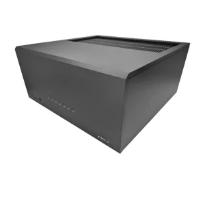 GOTHAM AUDIO BWPA-7 Power Amplifier Black rectangular electronic equipment enclosure with front LED indicators and a vented top.