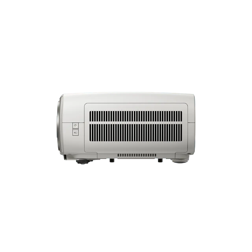 Epson Eh-Ls6000 4K Hdr Laser Home Theater Projector White multimedia projector with a large horizontal vent grille, lens on the left, and a side control panel.