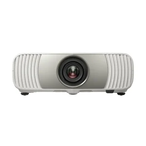 EPSON EH-LS6000 4K HDR Laser Home Theater Projector, White multimedia projector with central lens and ribbed side vents.