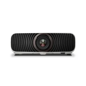 EPSON EH-LS7500 4K HDR Short Throw Laser Projector. Front view of a white home theater projector featuring a large central lens and black concentric vented grill.