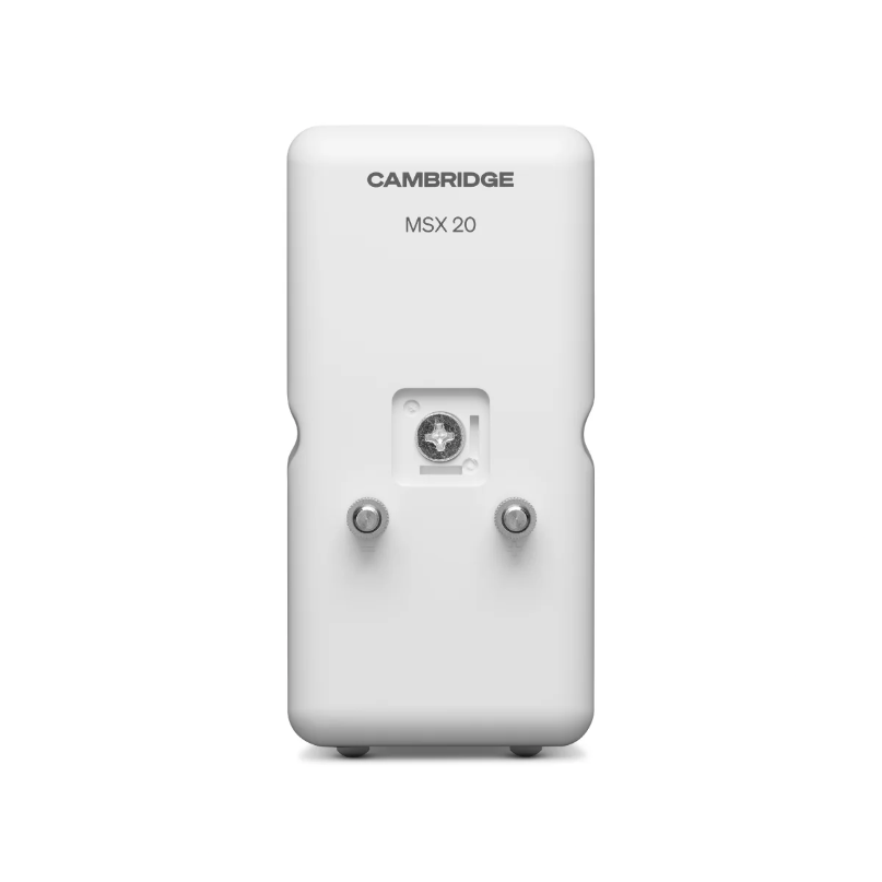 Cambridge msx 20 electronic enclosure with two posts and a central square connector socket